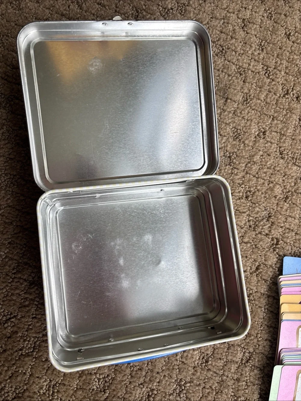 Peanut Butter & Jelly Card Game Tin - closes well but missing closure on case
